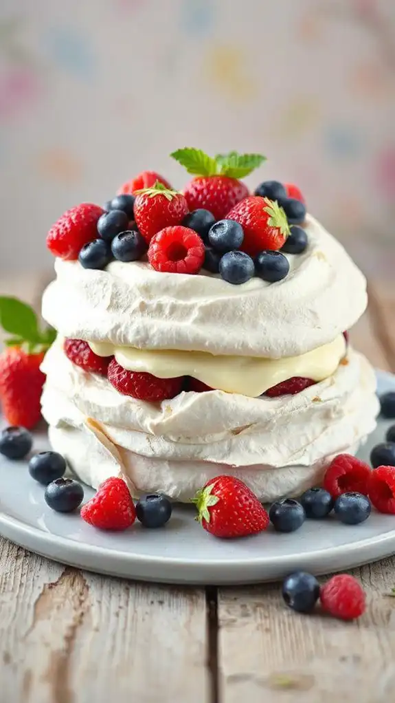 berry pavlova with frosting