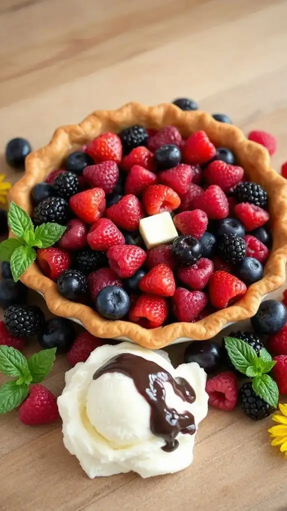 berry pie with ice cream