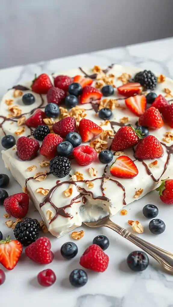 berry topped frozen yogurt bark