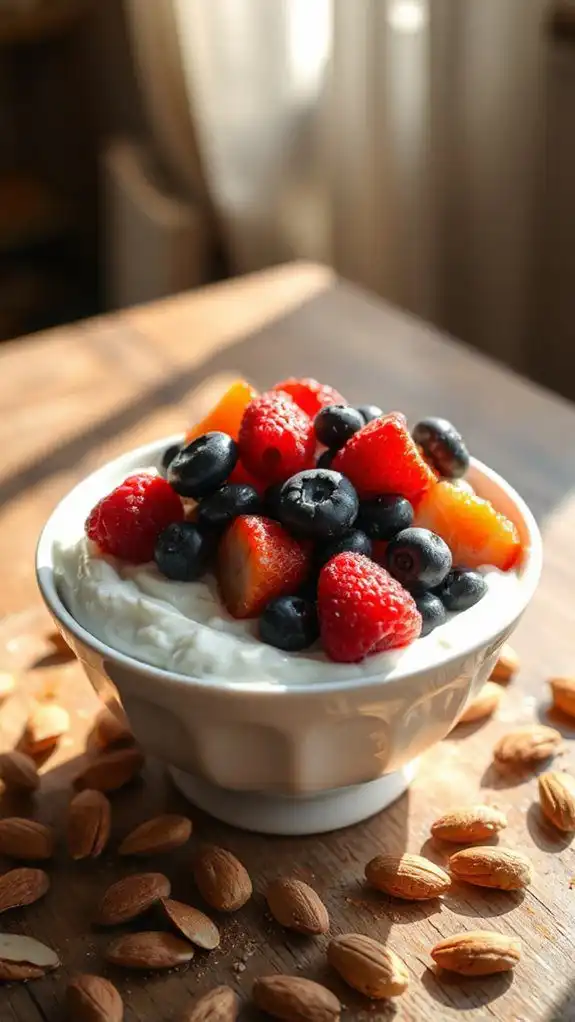 berry topped greek yogurt