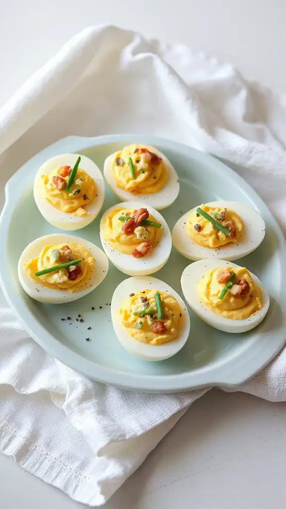 blue cheese walnut deviled eggs