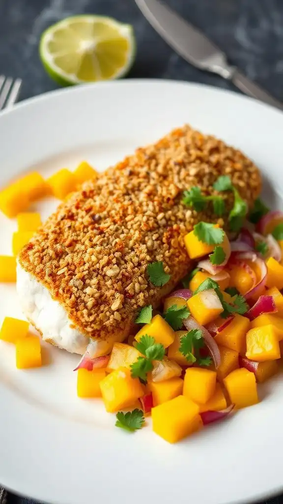 brazil nut crusted cod