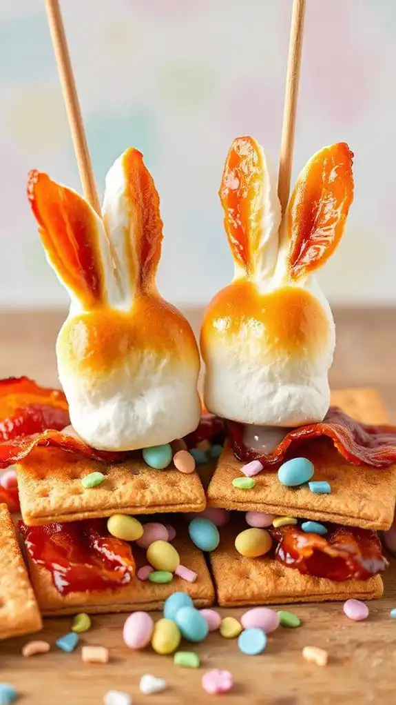 bunny shaped bacon s mores treat