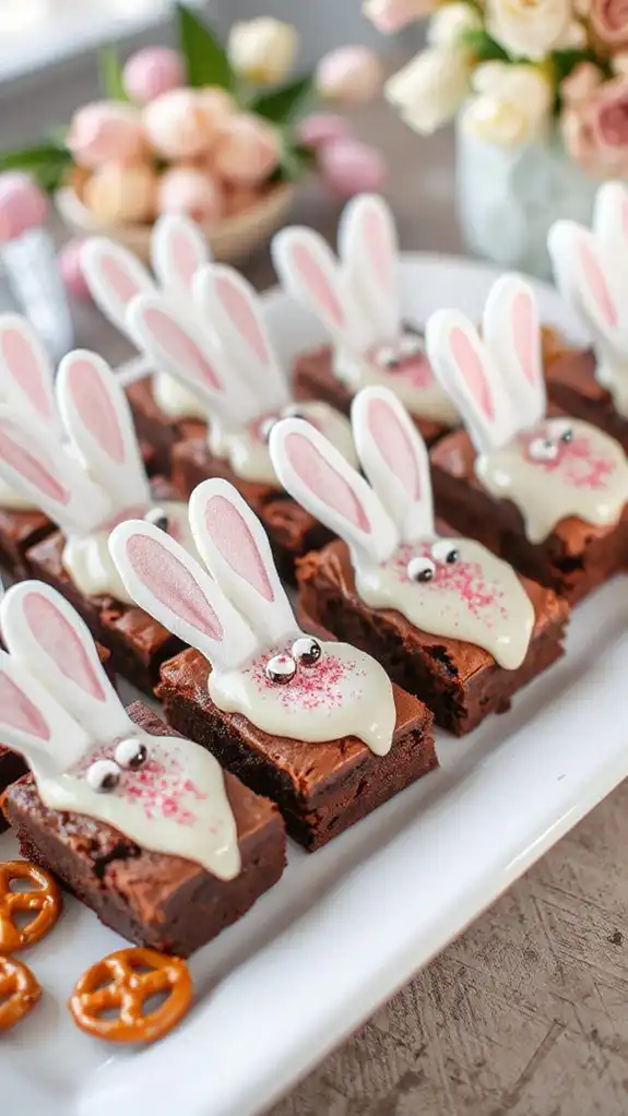 bunny shaped brownies with marshmallows