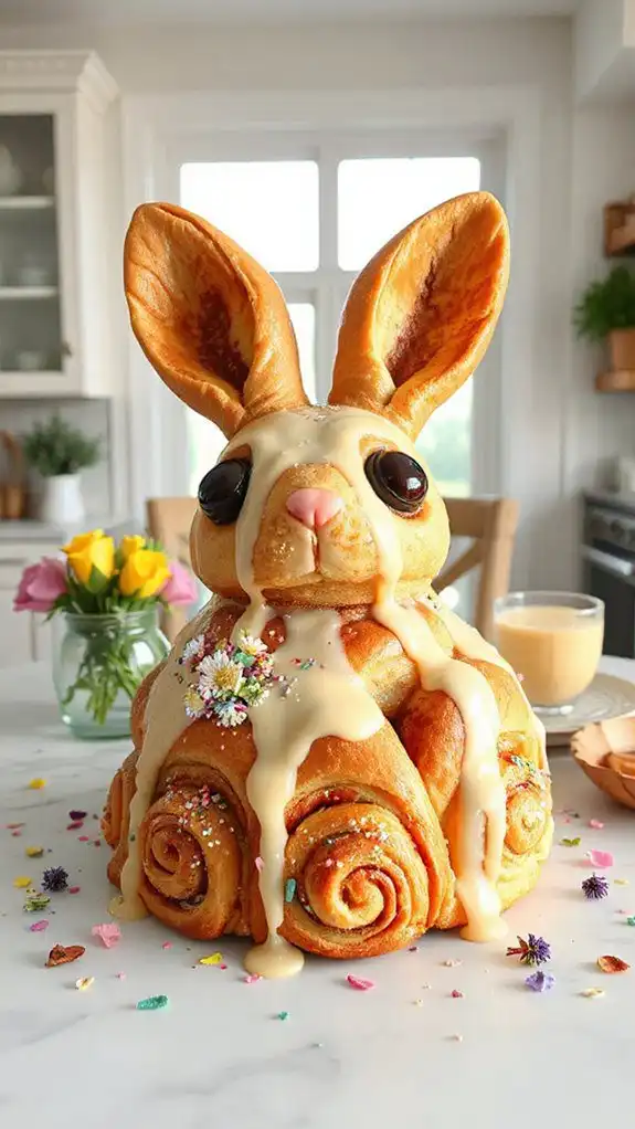bunny shaped cinnamon roll treat