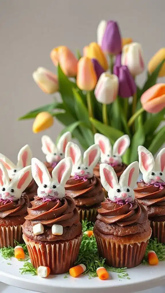 bunny themed chocolate cupcakes