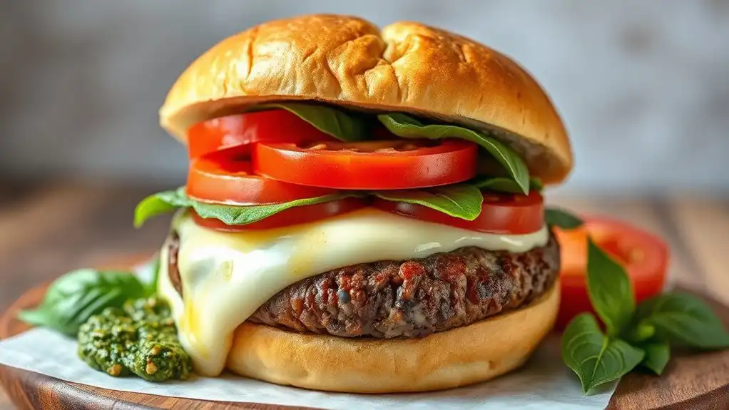 burgers filled with caprese flavors