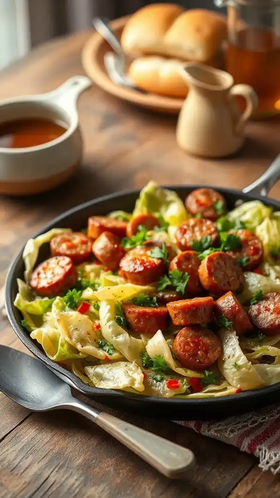 cabbage sausage one pan meal
