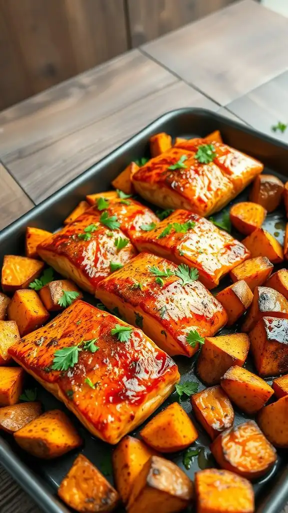 cajun salmon with sweet potatoes