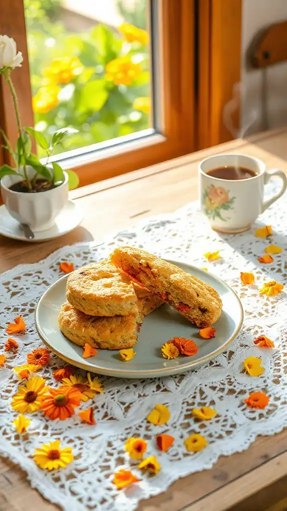calendula flavored almond cookies