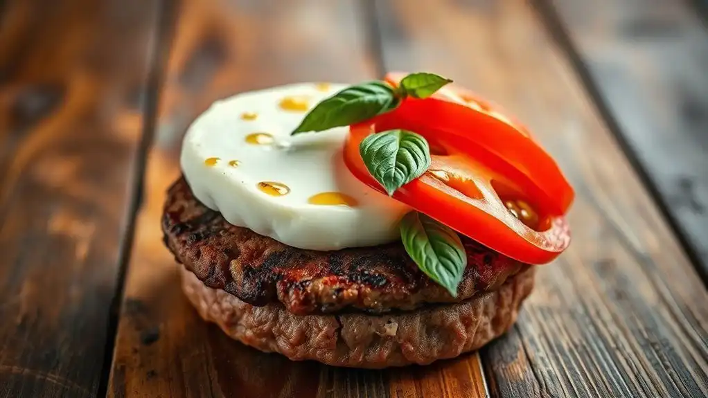 caprese burger with glaze caprese burger with glaze