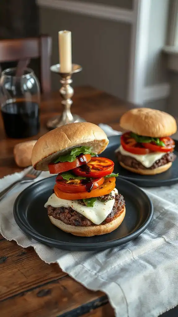 caprese burger with glaze