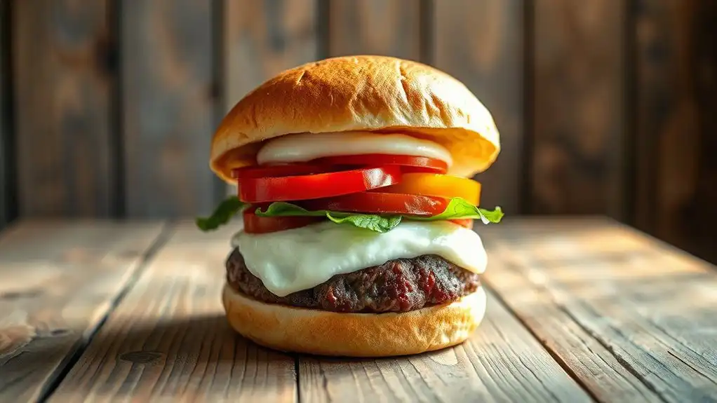 caprese burger with mozzarella