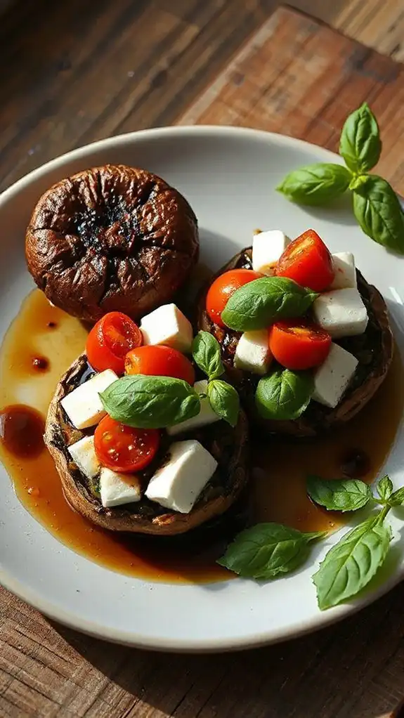 caprese filled mushroom caps