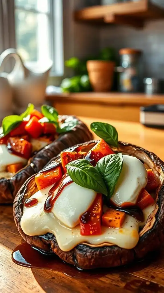 caprese filled portobello mushrooms