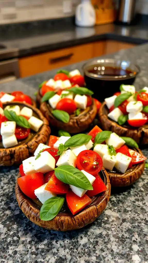 caprese filled portobello mushrooms