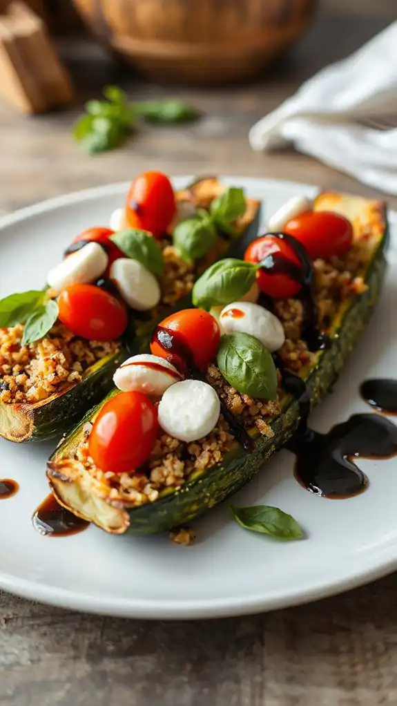 caprese inspired zucchini boat dish
