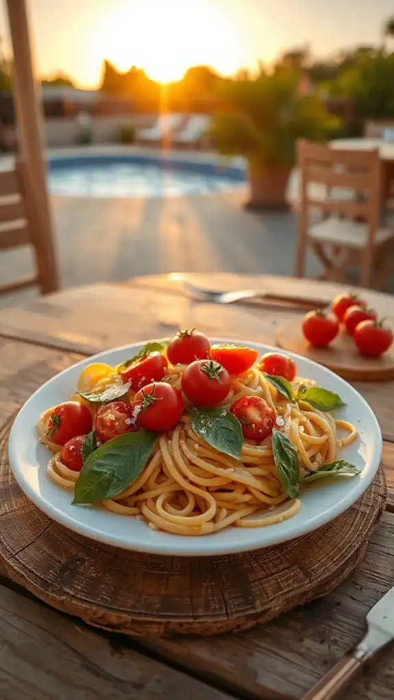 caprese pasta with basil