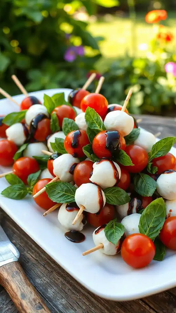 caprese skewers with glaze