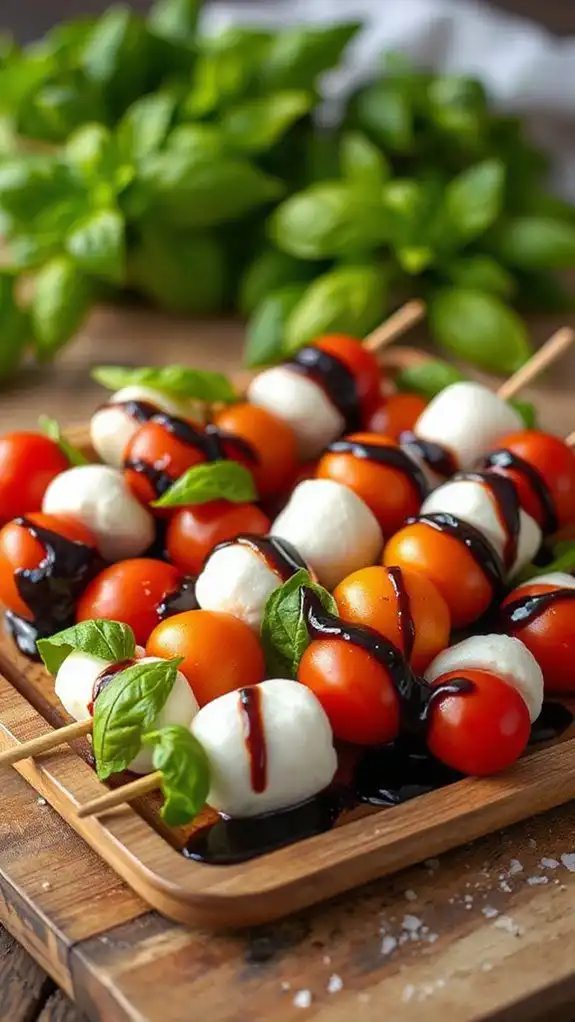 caprese skewers with glaze