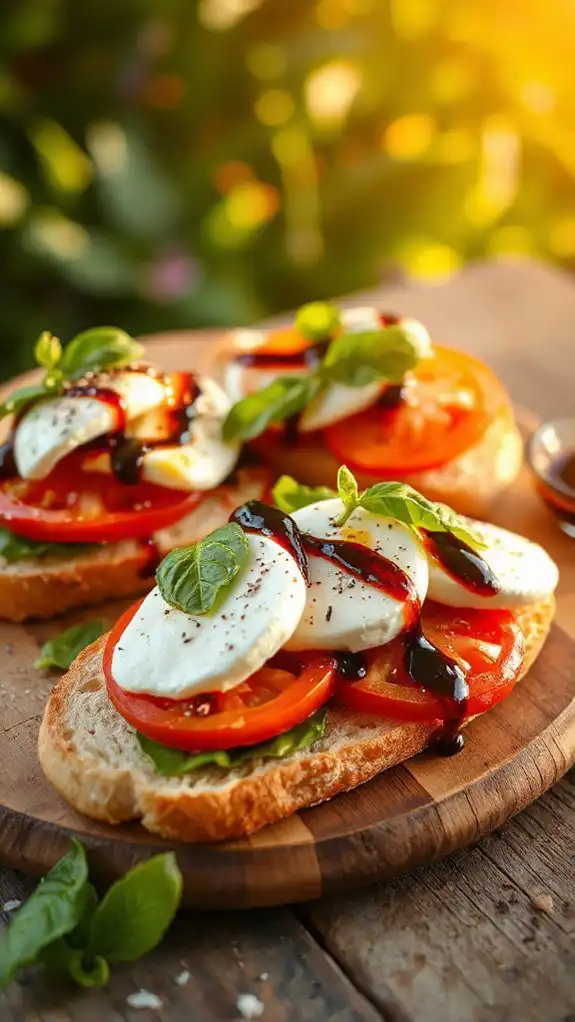 caprese tartine with glaze