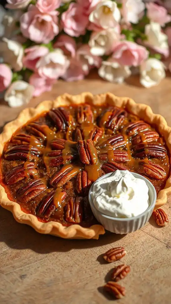 caramel drizzled pecan pie