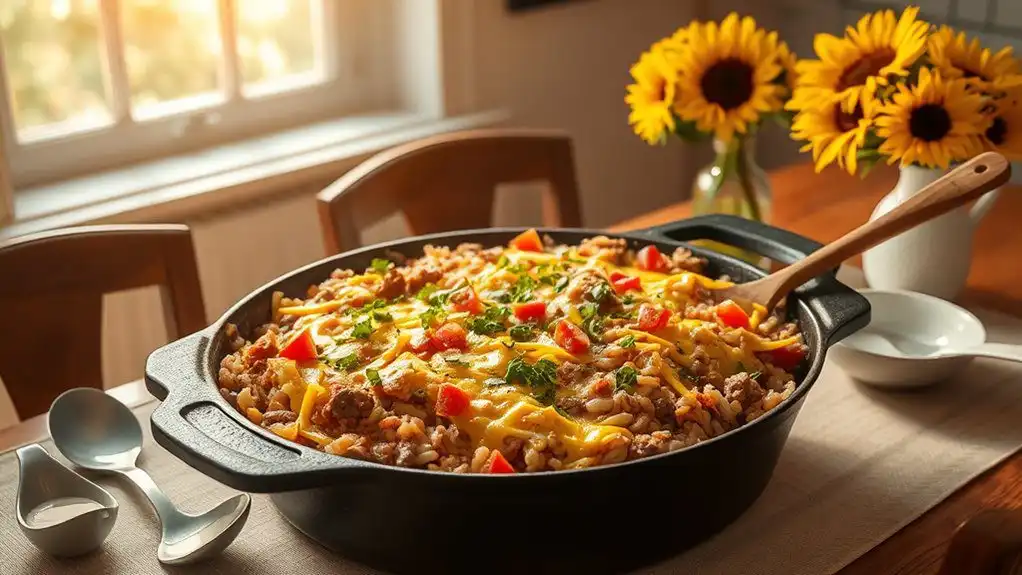 casserole with hamburgers and rice