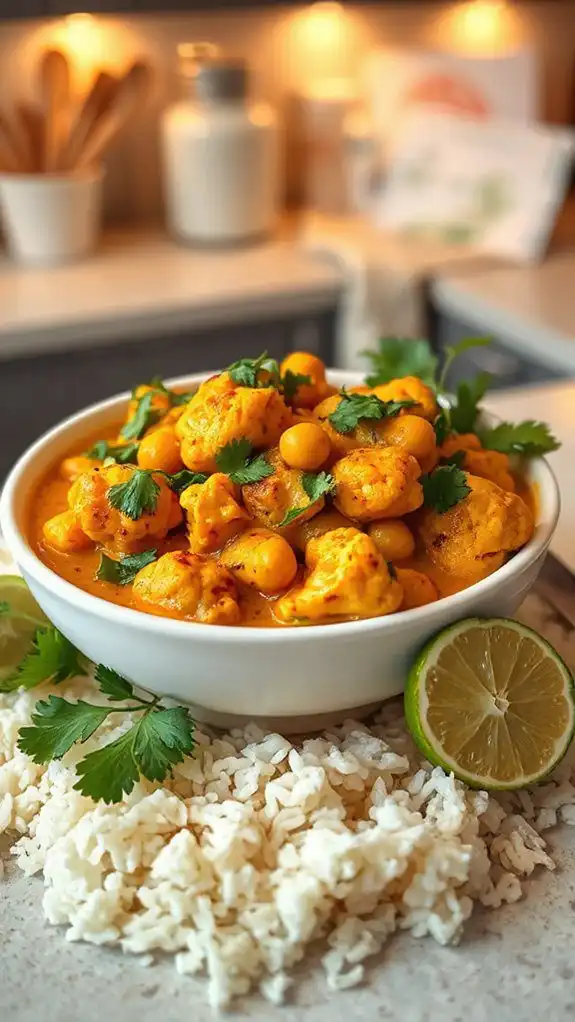 cauliflower chickpea curry dish cauliflower chickpea curry dish