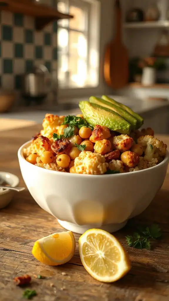cauliflower chickpea rice bowl
