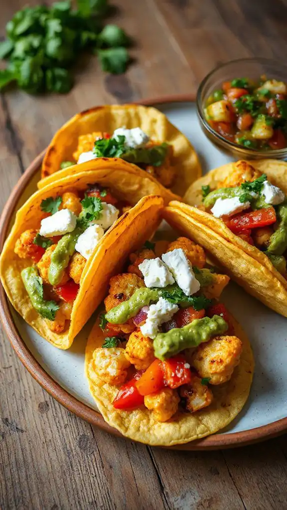 cauliflower filled taco delight