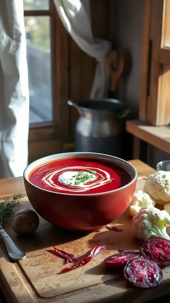 cauliflower infused russian borscht