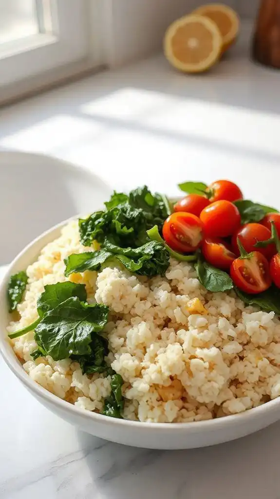cauliflower rice and greens cauliflower rice and greens