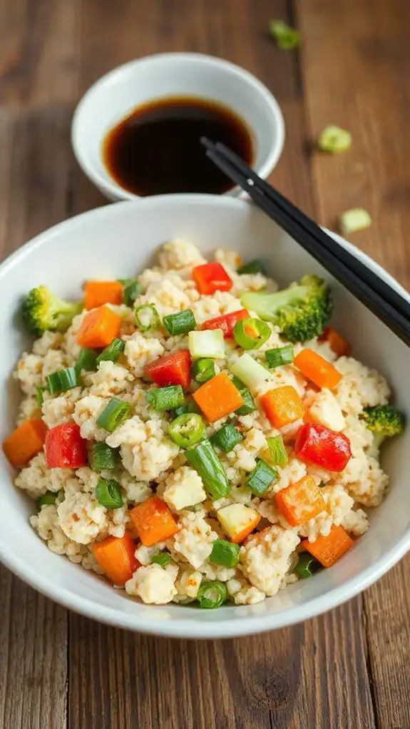 cauliflower rice stir fry dish
