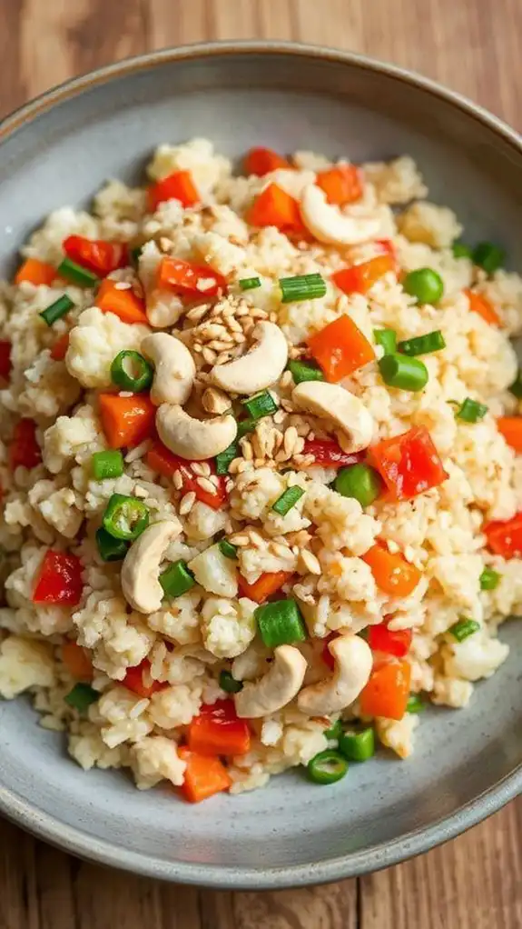 cauliflower rice stir fry dish