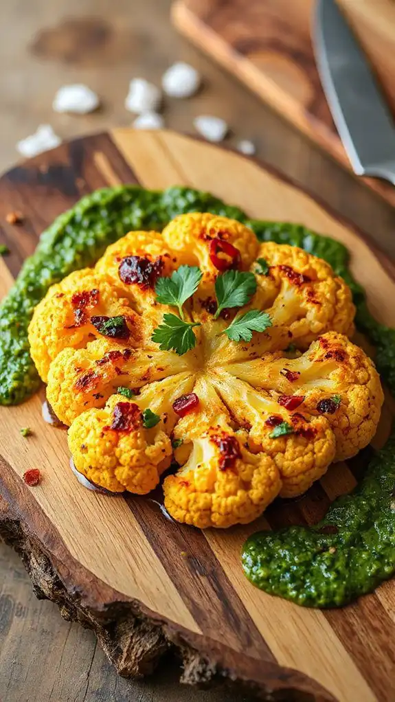 cauliflower steak with chimichurri cauliflower steak with chimichurri