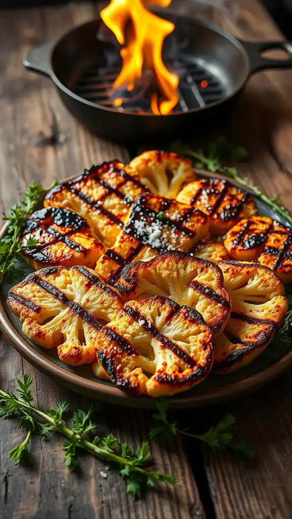 cauliflower steaks grilled outdoors