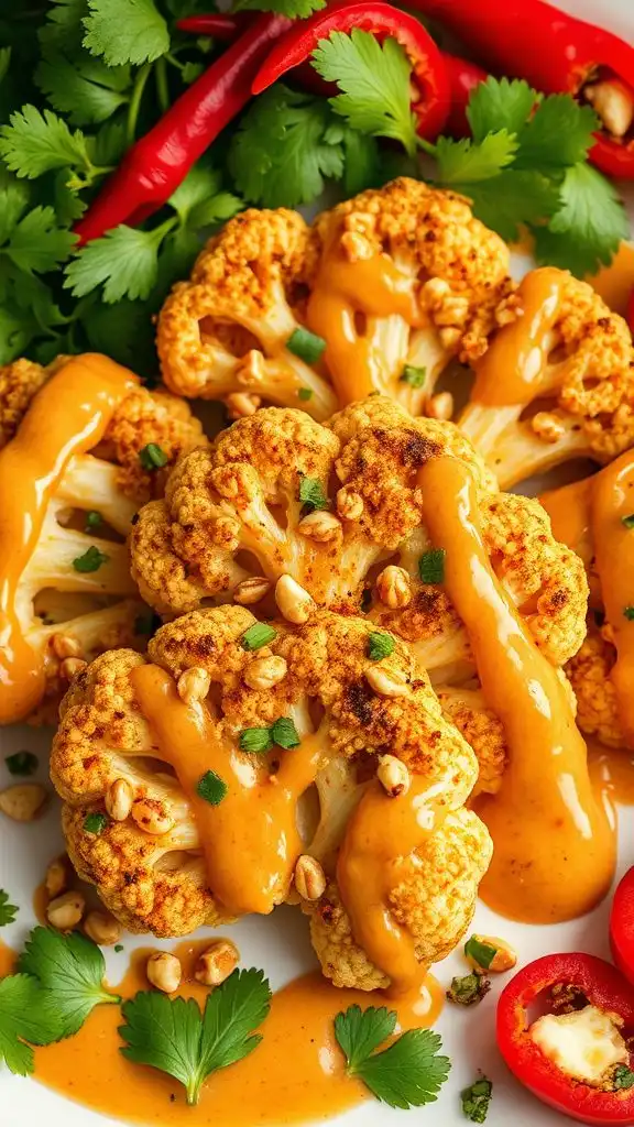 cauliflower steaks with peanut sauce