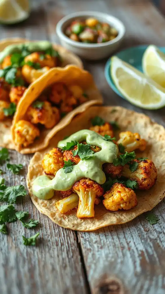 cauliflower tacos with crema