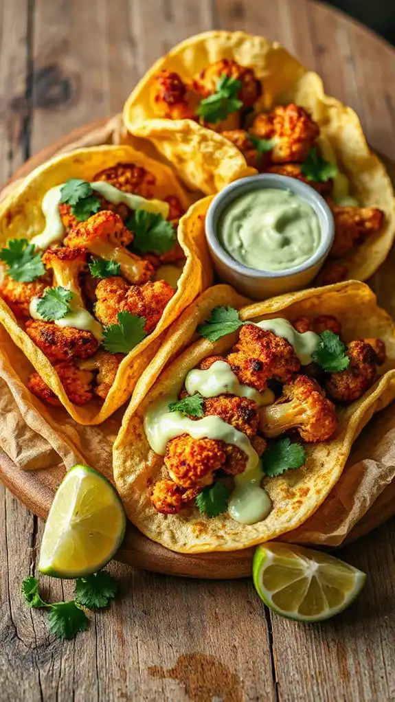 cauliflower tacos with crema