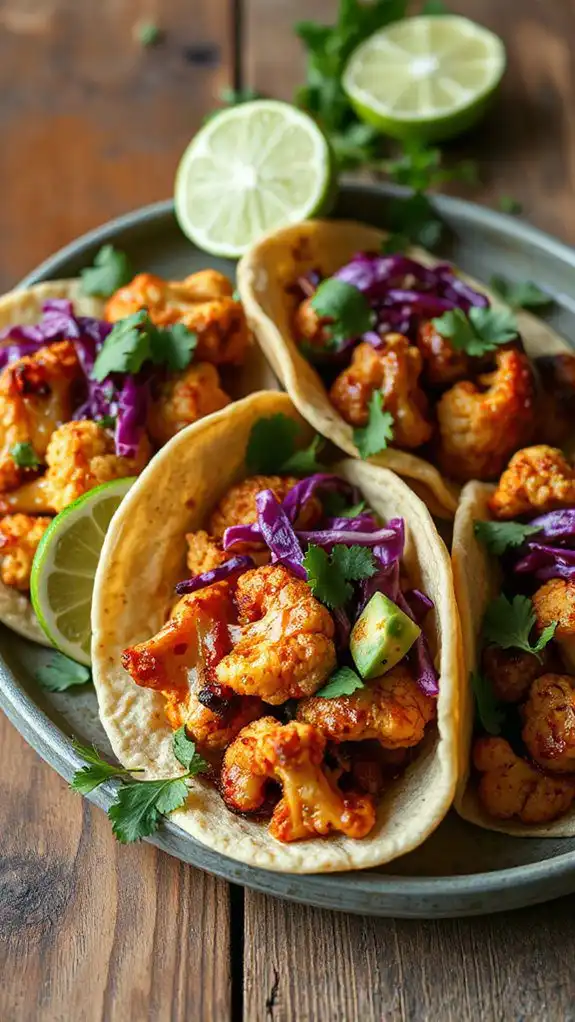 cauliflower tacos with glaze