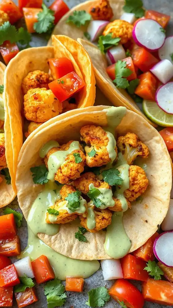 cauliflower tacos with sauce