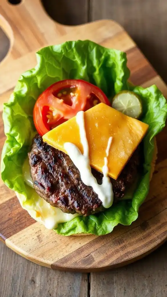 cheeseburger wrapped in lettuce