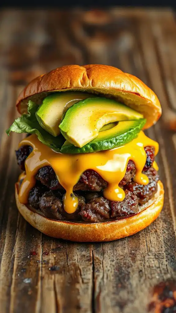 cheesy avocado burger delight