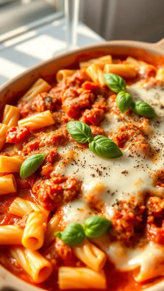cheesy baked rigatoni dish