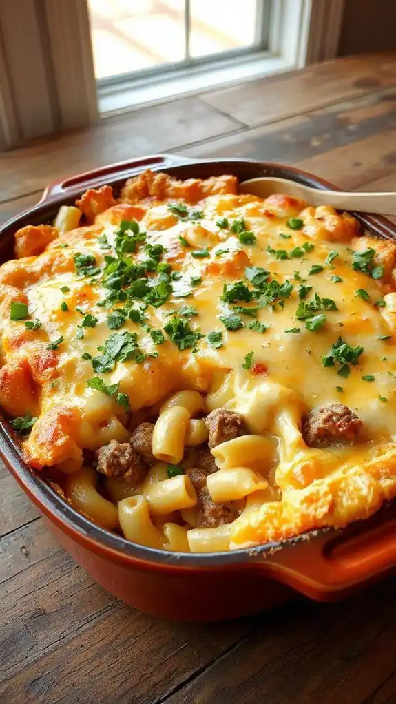 cheesy beef macaroni casserole