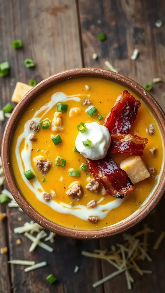 cheesy burger flavored soup