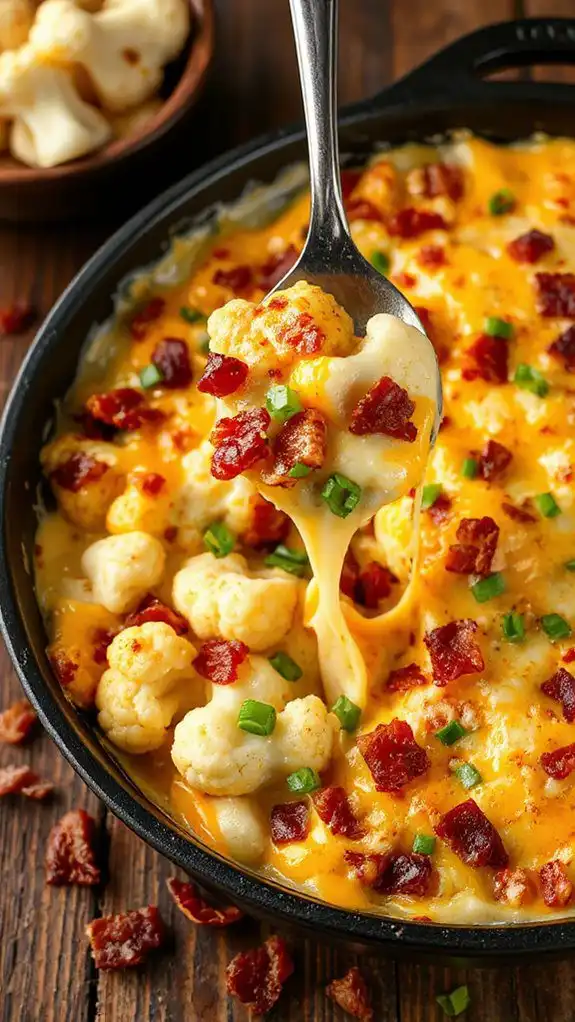 cheesy cauliflower bacon casserole