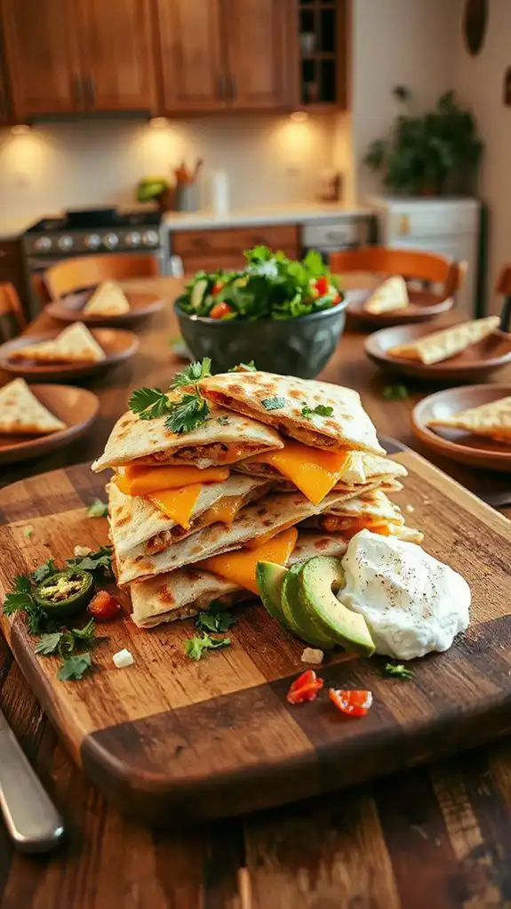 cheesy chicken filled tortillas