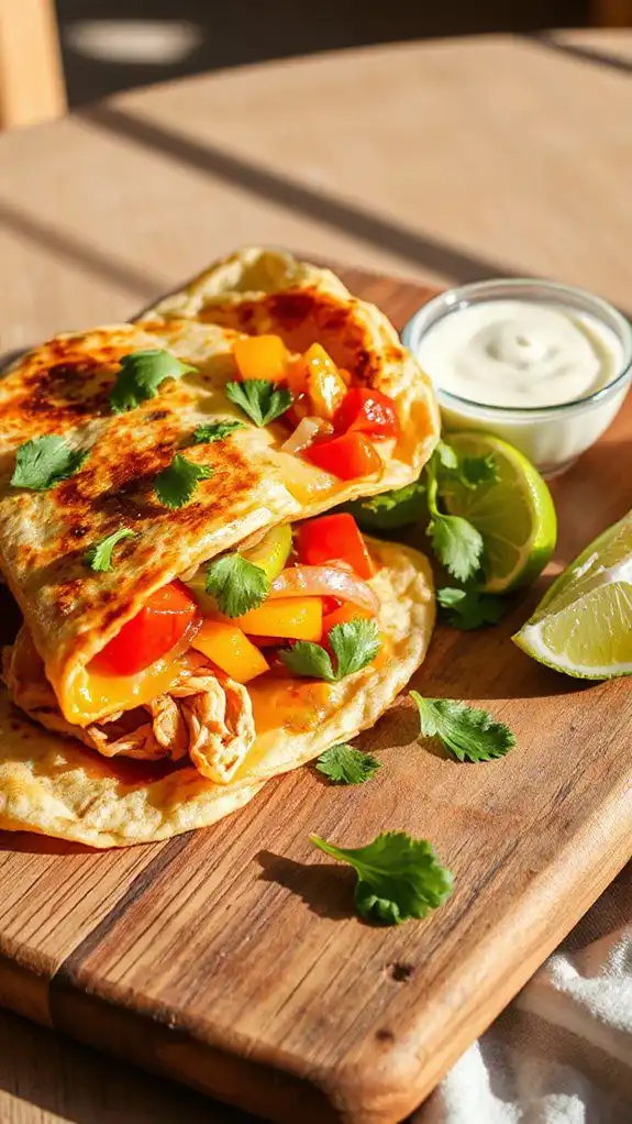 cheesy chicken filled tortillas
