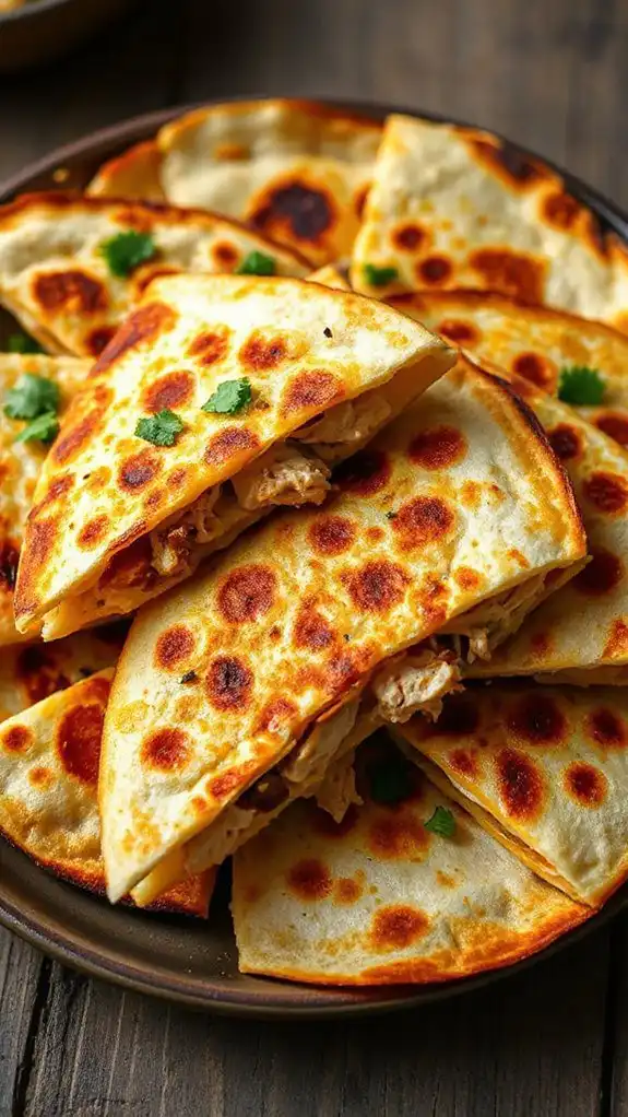 cheesy chicken filled tortillas